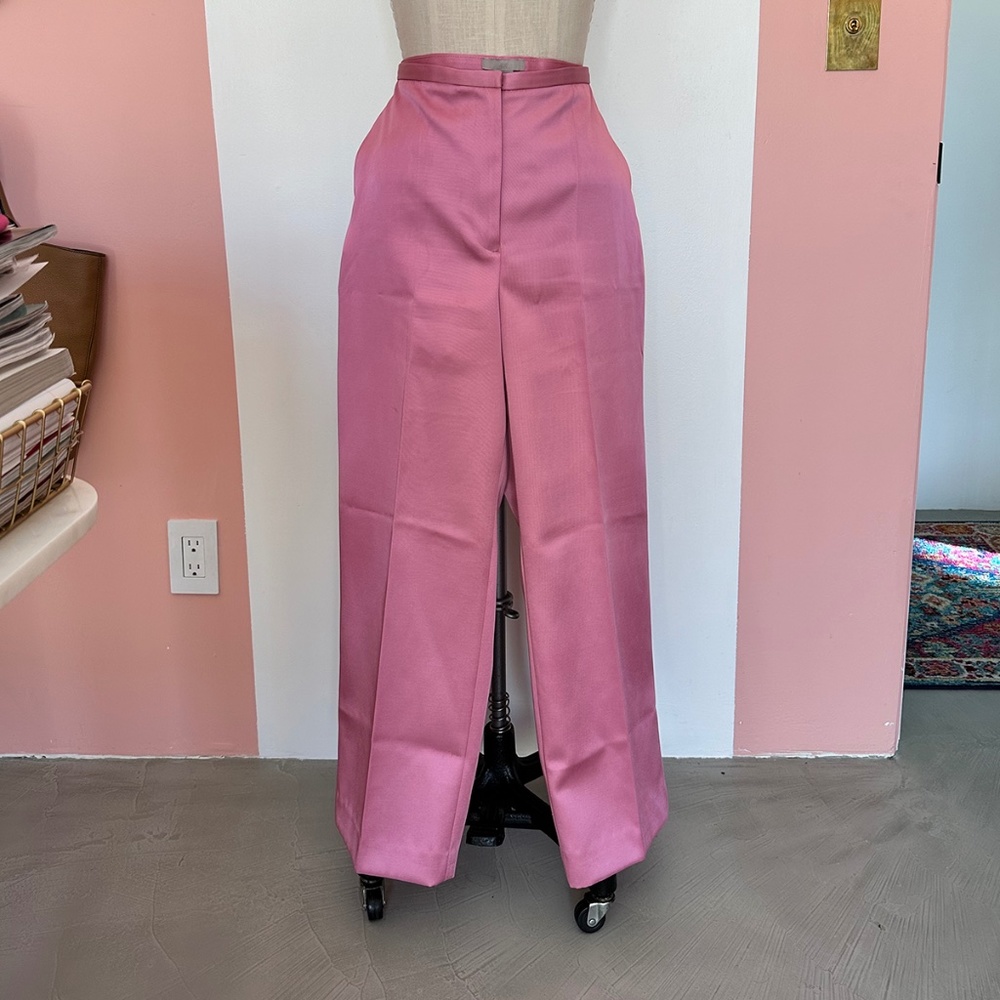 Pink Satin Wide-Leg Trousers - Size 12